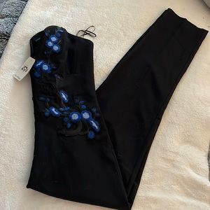Black with blue flowers jumpsuit
